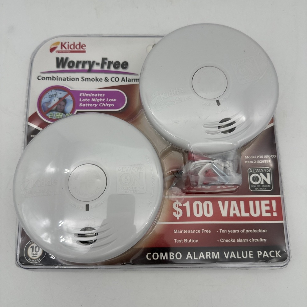 Kidde Combo Alarm 2 Pack Combination Smoke & CO Alarm ~ P3010K-CO ~ New Sealed